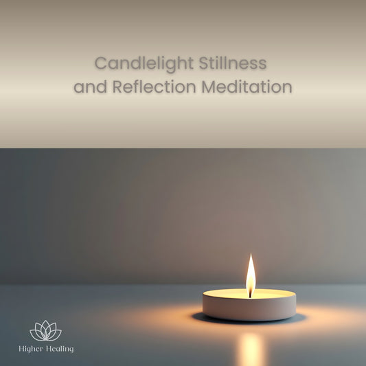 Candlelight Stillness and Reflection guided meditation - a single lit candle.